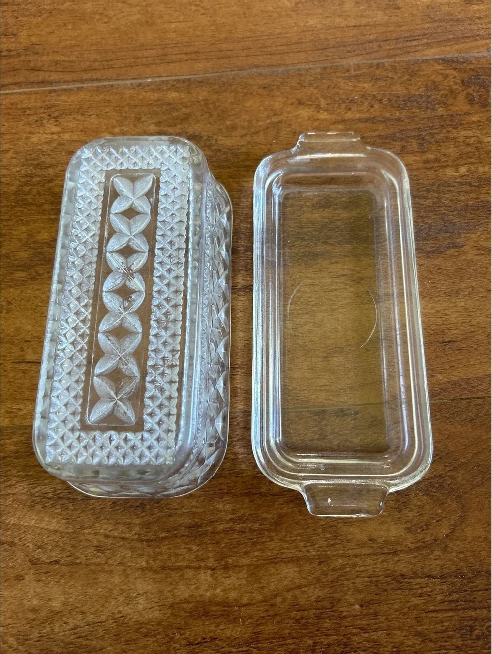 Vintage Clear Glass Rectangular Butter Dish with Lid